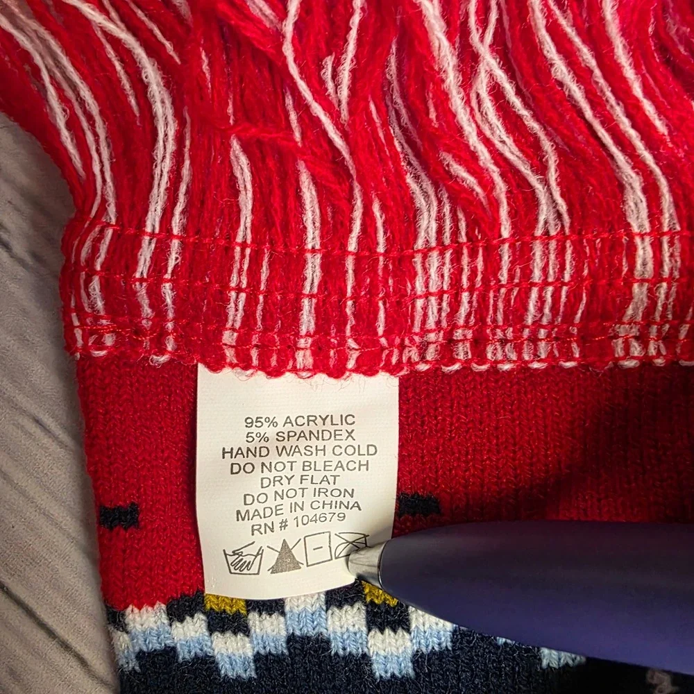 Miller Lite Beer Ugly Christmas Scarf Navy Blue Fair Isle Its Miller Time Fringe